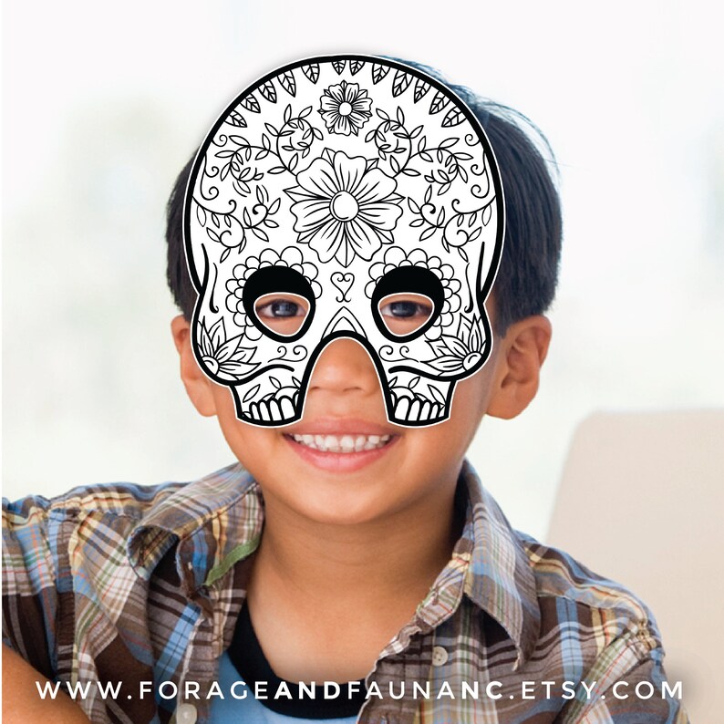 Coloring Fun Day of the Dead Printable Mask Activity Mexican Sugar ...