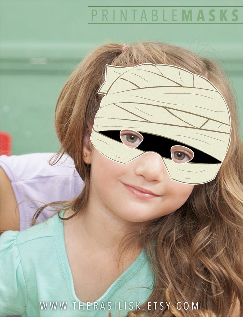 Halloween Mask Printable Mask Mummy Mask Monster Paper Etsy