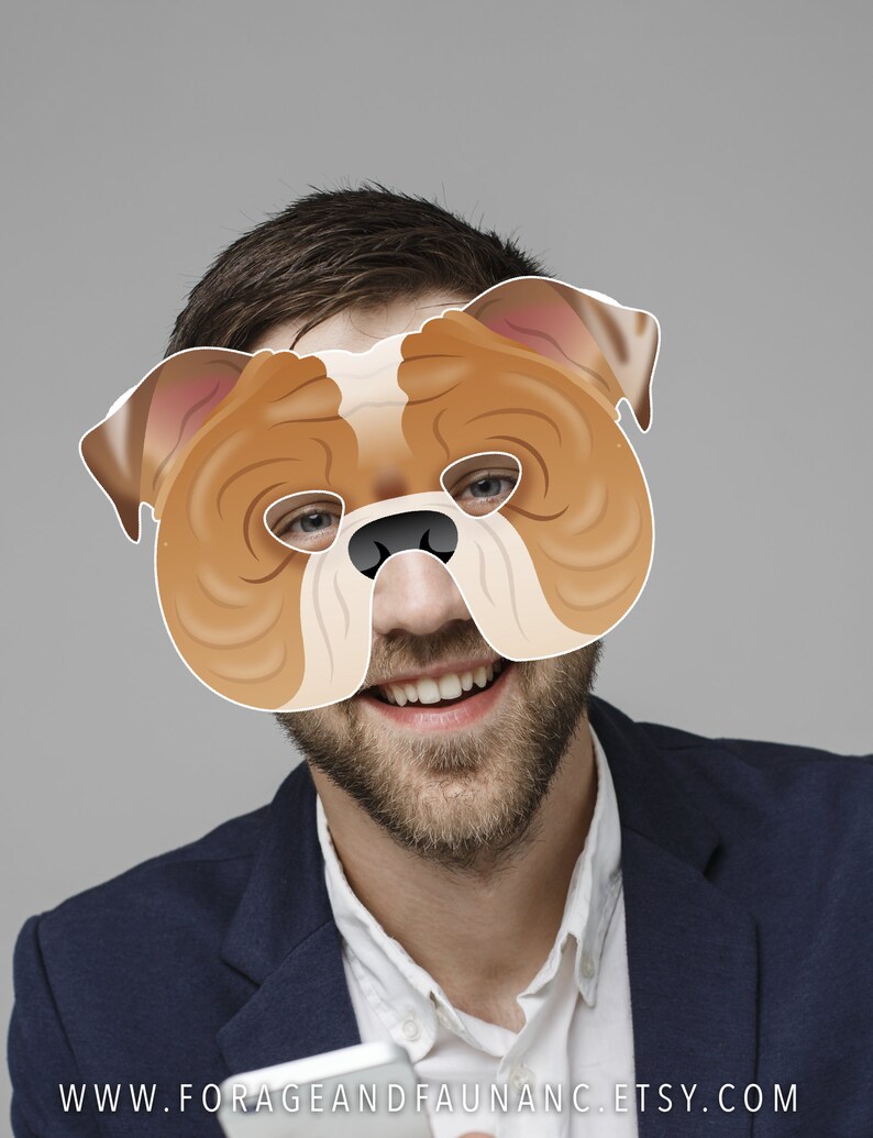Printable Halloween Mask Paper Mask Bulldog Printable Mask Etsy