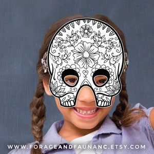 Coloring Fun Day of the Dead Printable Mask Activity Mexican Sugar ...