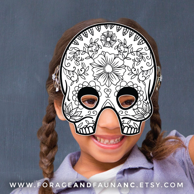 Coloring Fun Day of the Dead Printable Mask Activity Mexican - Etsy