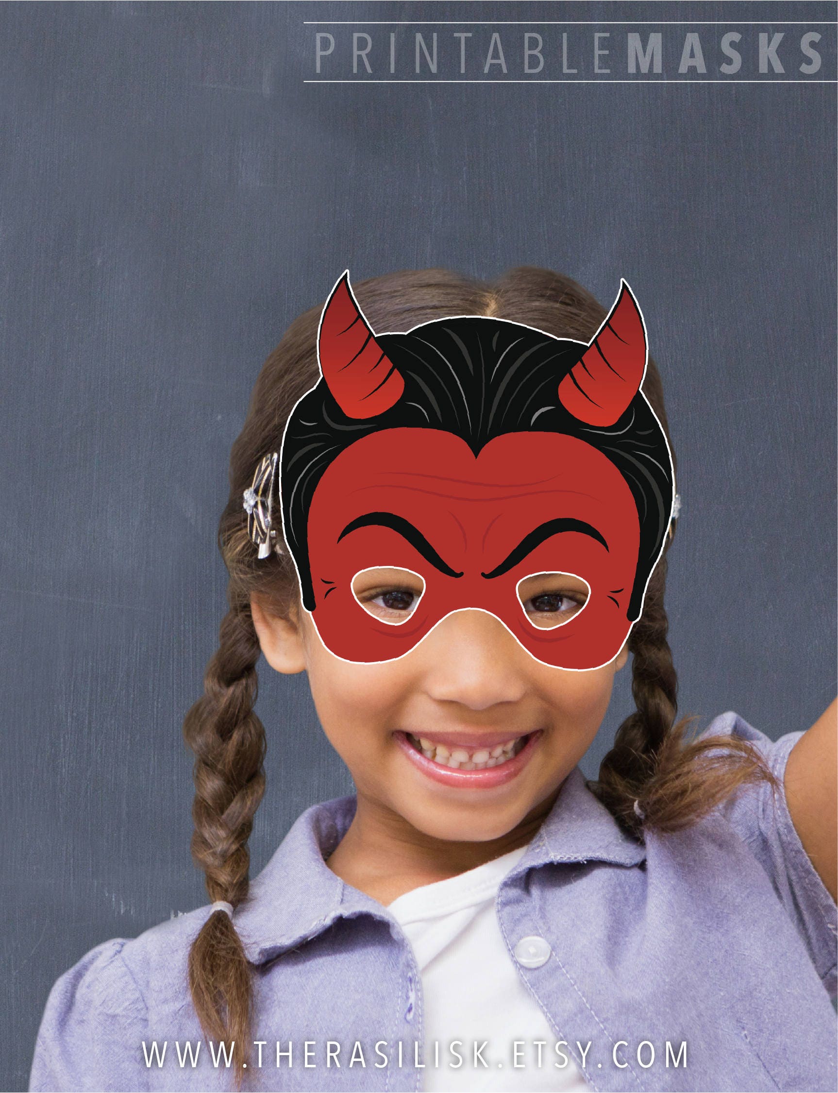 Máscara imprimible de Halloween del Diablo Rojo, disfraz de bricolaje de  Satanás - Etsy México, image size:1726x2250