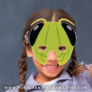 Grasshopper Printable Mask Printable Katydid Bug Mask Green | Etsy