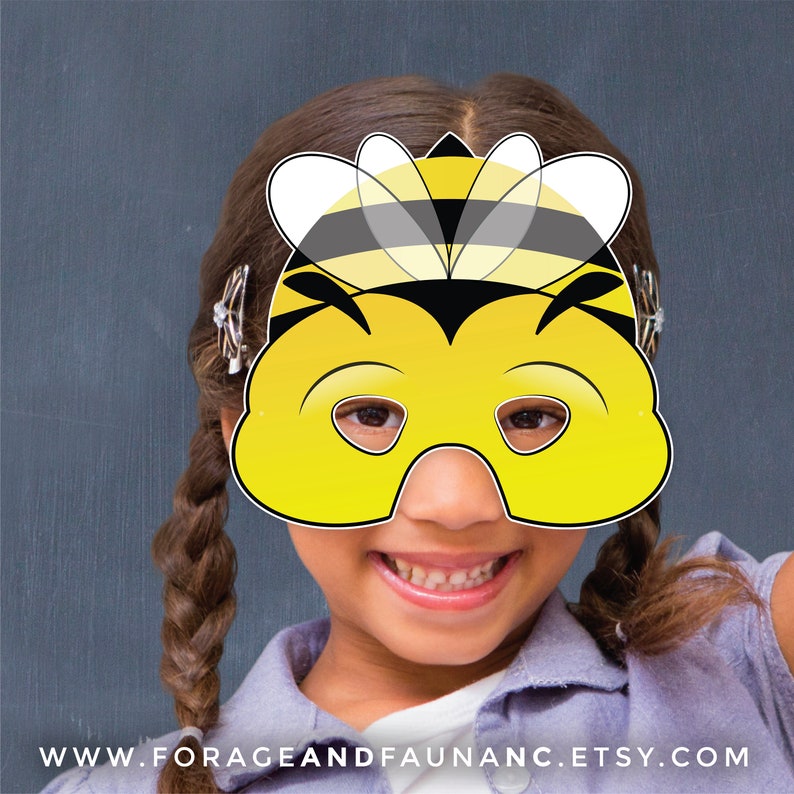 Printable Bumblebee Halloween Mask Photo Booth Prop Printable Bee Mask ...