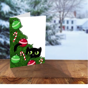 Printable Cat Card, Cat Christmas Card, Printable Christmas Cards, Hand ...