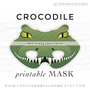 Crocodile Printable Animal Mask Reptile Dinosaur Birthday Halloween Party Mask Lizard Lion Caiman Croc Sobek Photo Booth Alligator