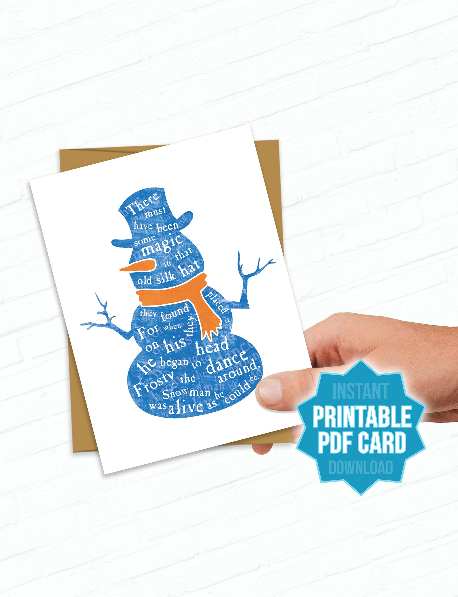 Printable Cards Frosty Snowman Christmas Carol Song Kids Family ...