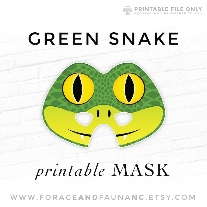 Green Snake Printable Mask Animal Halloween Mask Photo Booth - Etsy