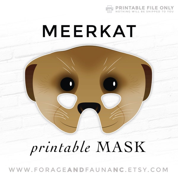 Meerkat Printable Animal Mask Costume DIY Paper Mask Meer Kat Cat Desert Cute Animal Costume Mask Mongoose Photo Booth Prop Fairy Tale