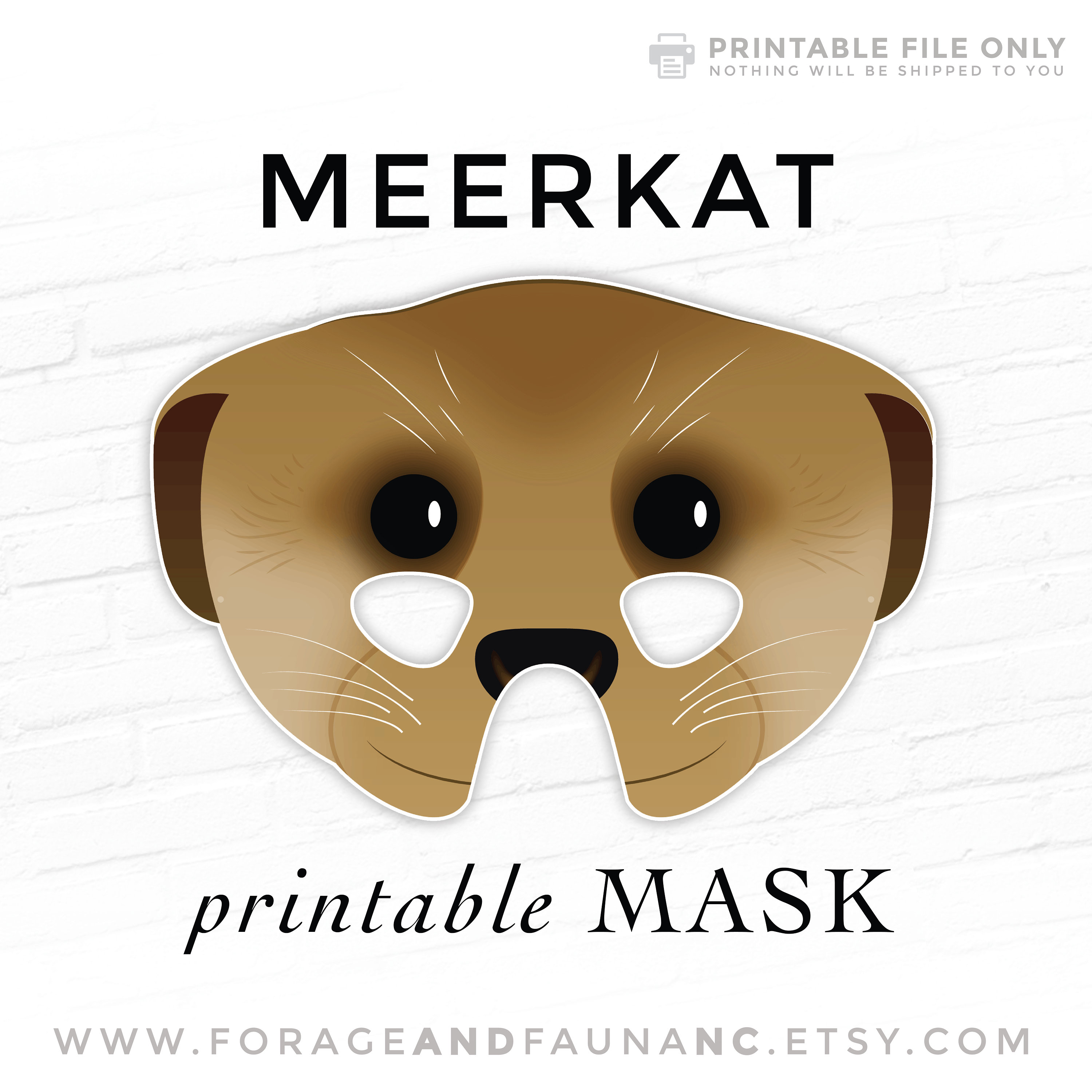 Meerkat Printable Animal Mask Costume DIY Paper Mask Kat -