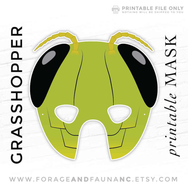 Grasshopper Printable Mask Printable Katydid Bug Mask Green Grasshopper Grasshopper Printable Mask Printable Katydid Bug Mask Green Grasshopper