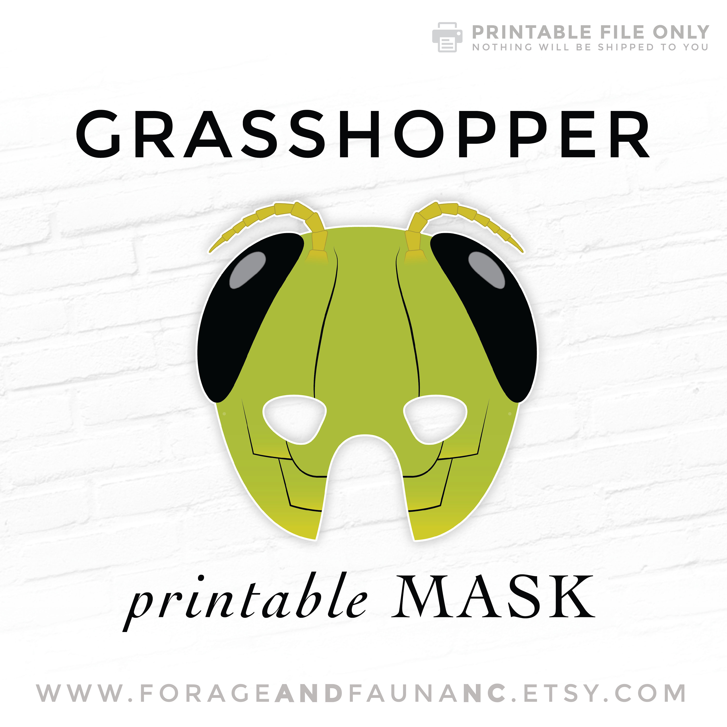 Grasshopper Printable Mask Printable Katydid Bug Mask Green Etsy