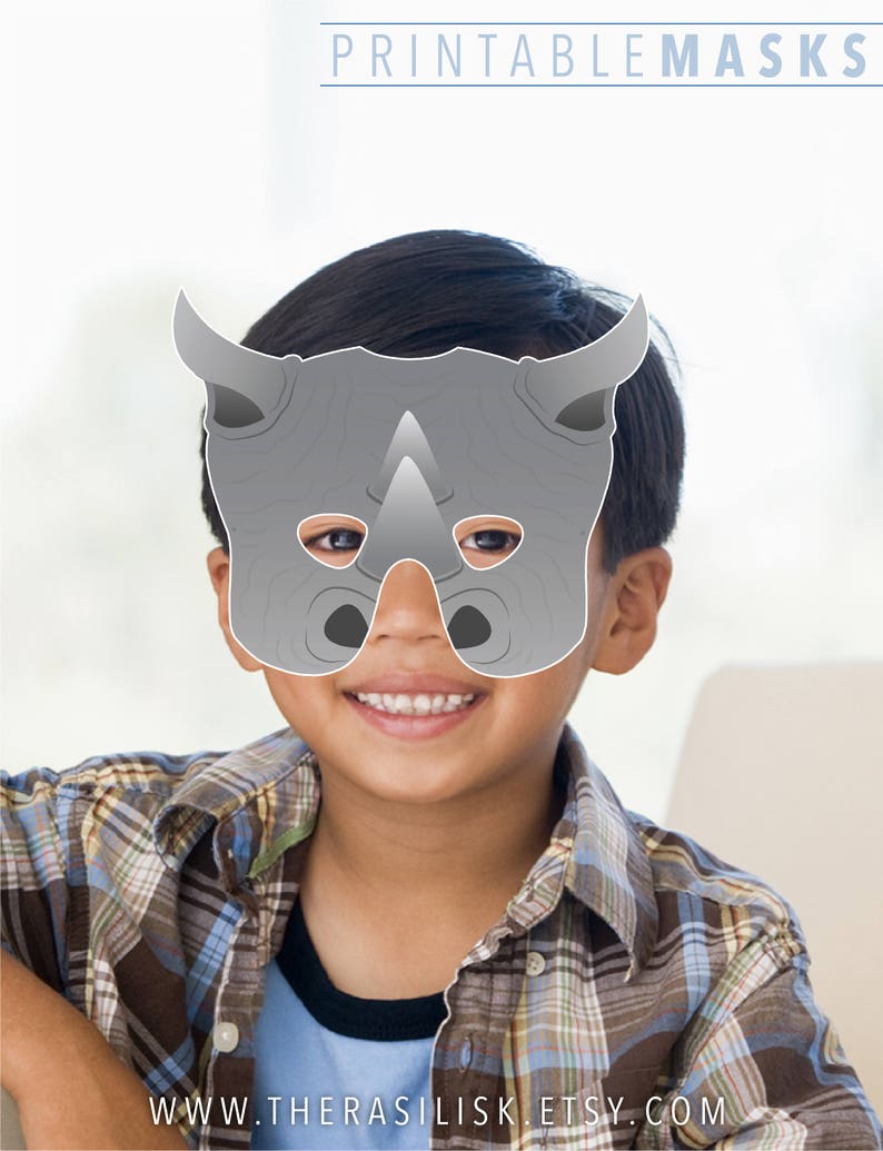 Printable Mask Rhino Mask Rhinoceros Mask Halloween Mask - Etsy