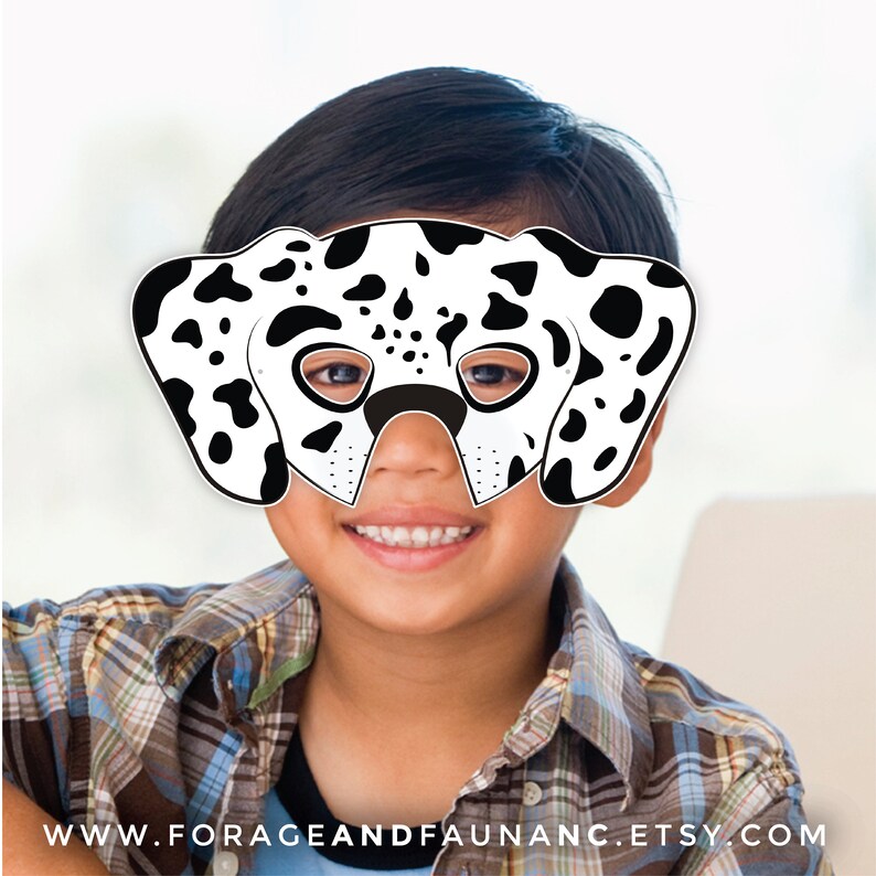 Dalmatian Printable Dog Animal Mask Doggo Puppy Mask Black White ...