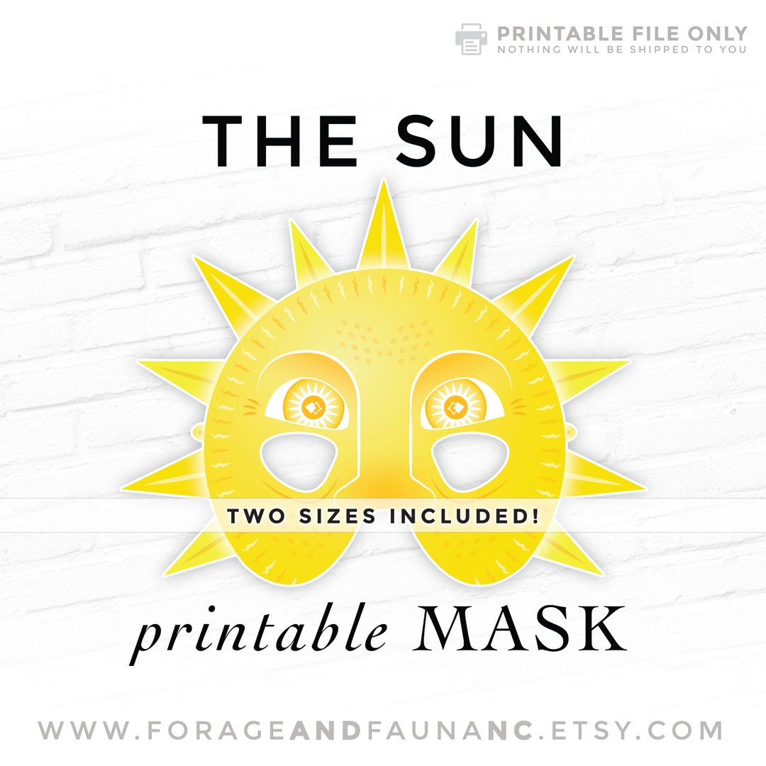 The Sun Printable Halloween Mask Solar Body Star Outer Space Celestial ...