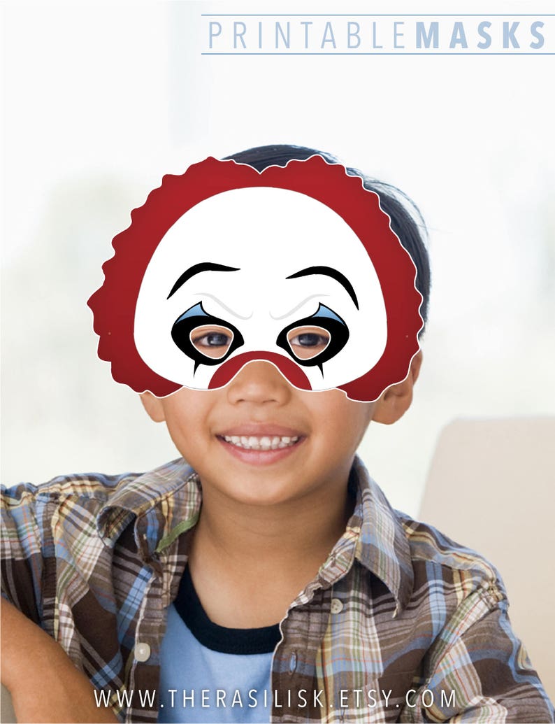 Halloween Mask Scary Clown Printable Mask Evil Clown | Etsy