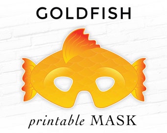 Goldfish Printable Sealife Mask Ocean Life Fish Cartoon Character Party Mask Photo Booth Prop Halloween Kids Costume
