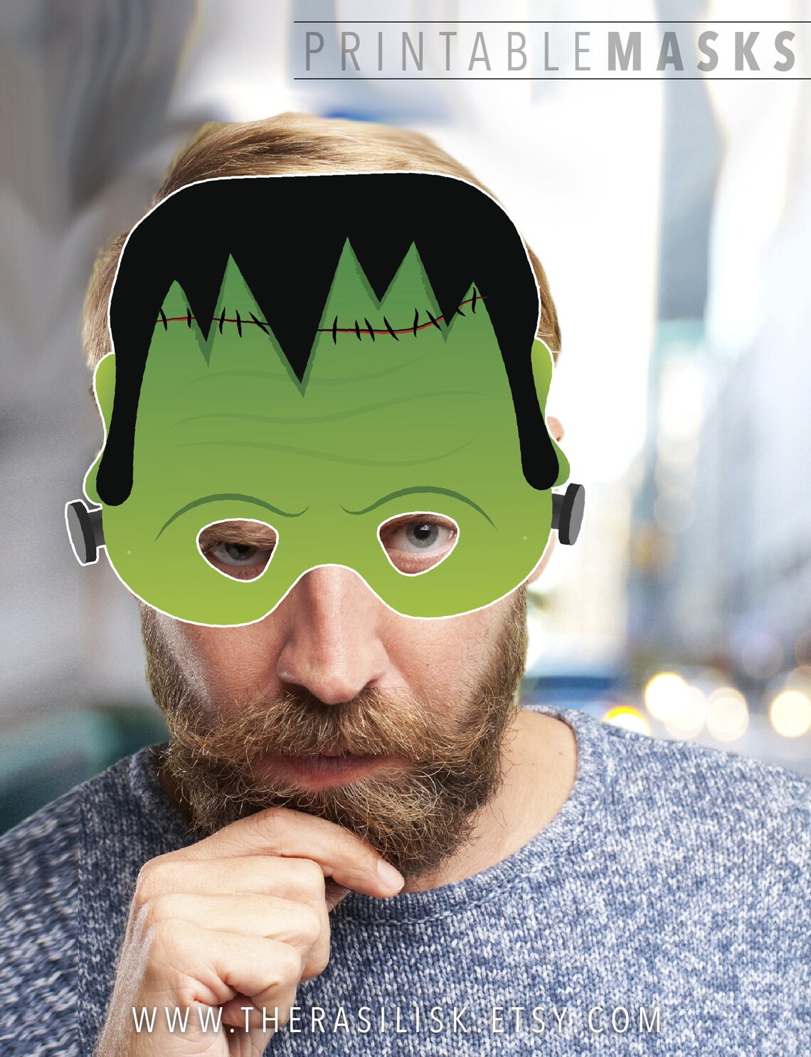Halloween Mask Frankenstein Printable Mask Monster Mask | Etsy