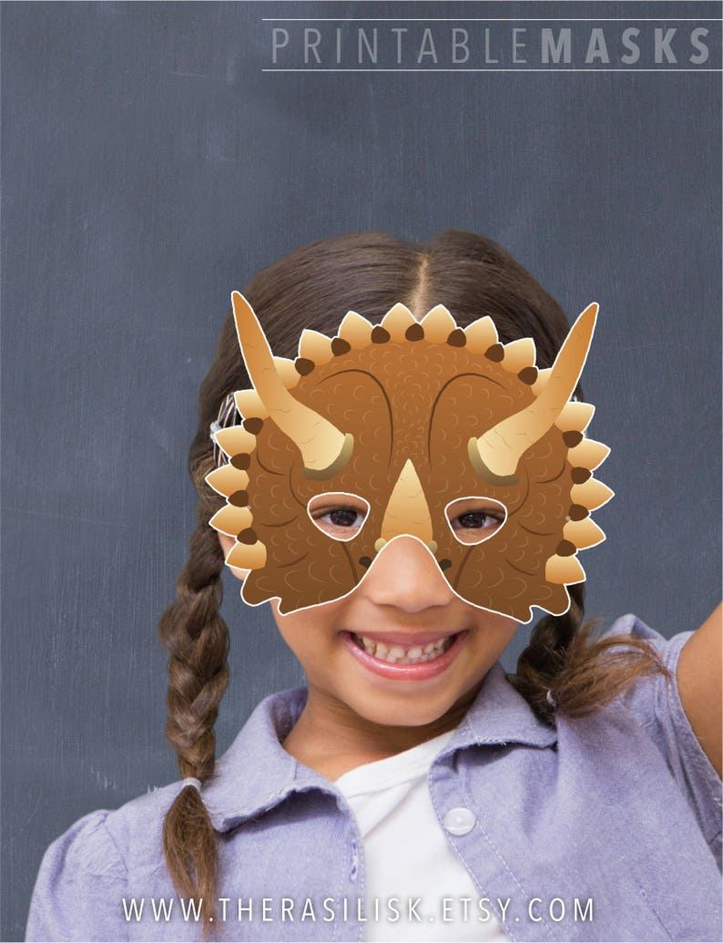 Printable Masks Halloween Dinosaur Triceratops Dino Mask Etsy