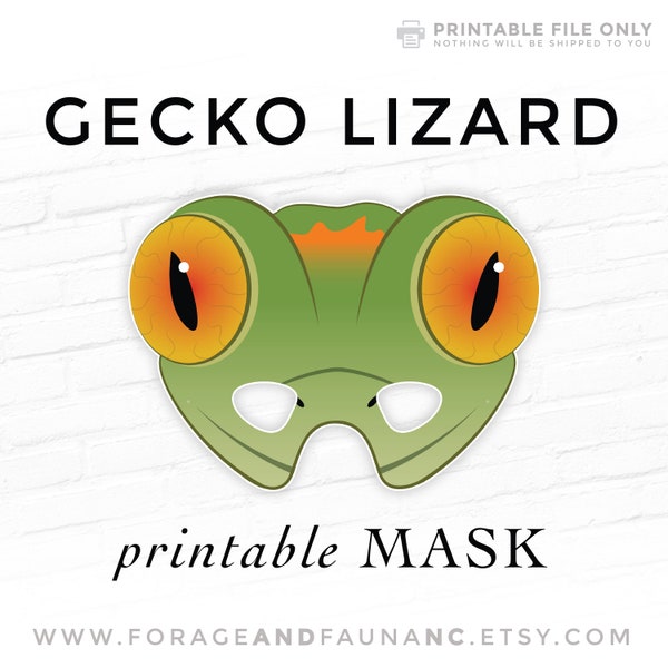 Gecko Imprimable Halloween Masque Anole Vert Lézard Masque Costume Cosplay Photomaton Accessoires Reptile Masque Fête Papier Masque Théâtre Enfants Activité