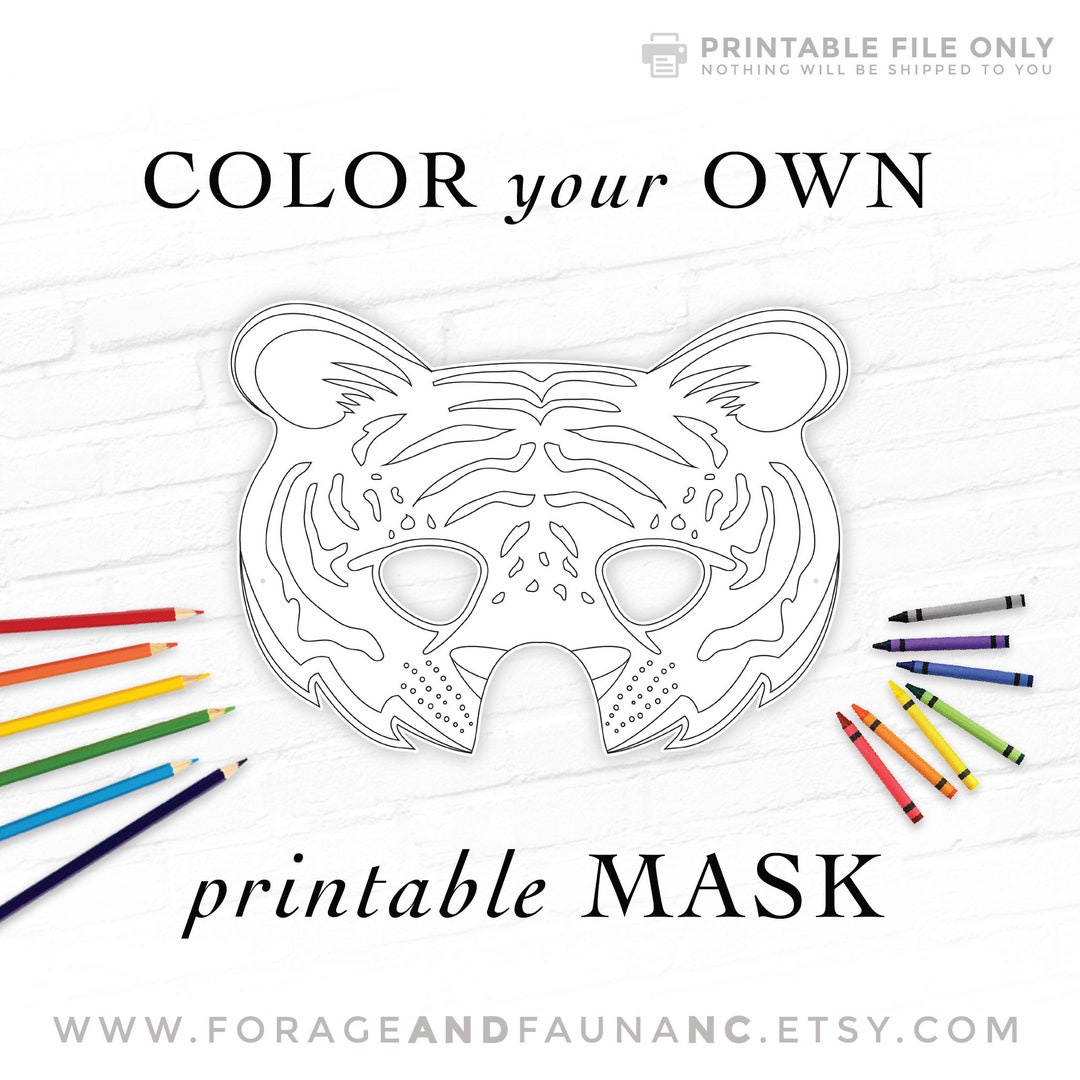 Tiger Coloring Book Activity Printable Mask Bengal Siberian Tigris Wild
