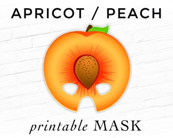 Peach Printable Party Mask Nectarine Apricot Fruit Costume Photo Booth Play Theater Props Kids Food Cosplay Kindergarten Halloween Mask