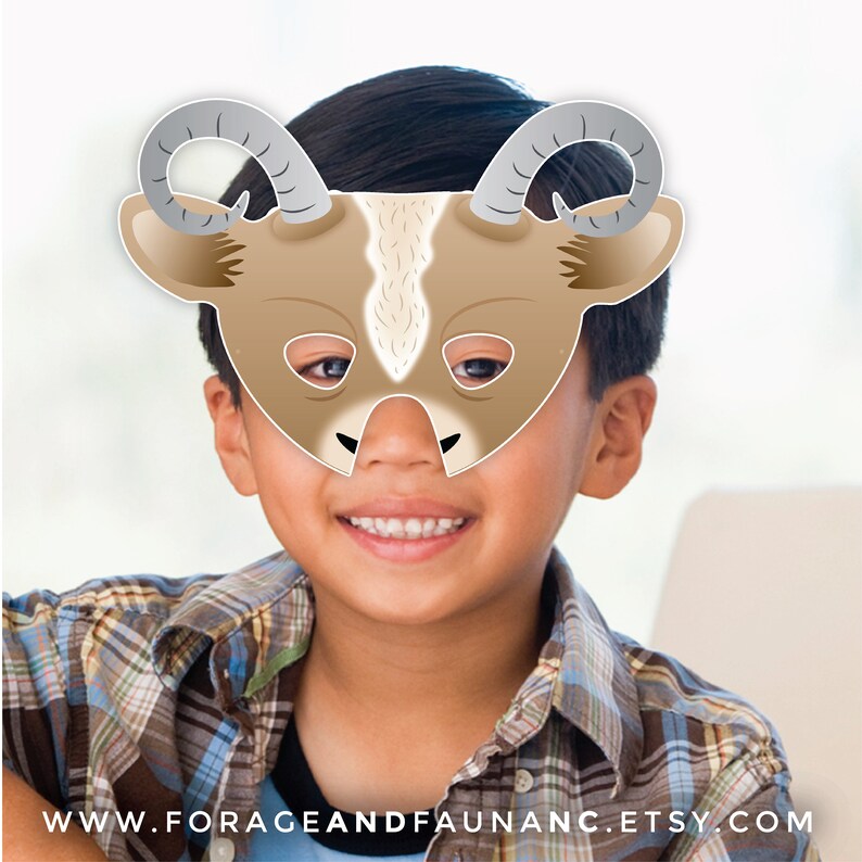 Goat Printable Costume Face Mask Nativity Theater Mask Halloween