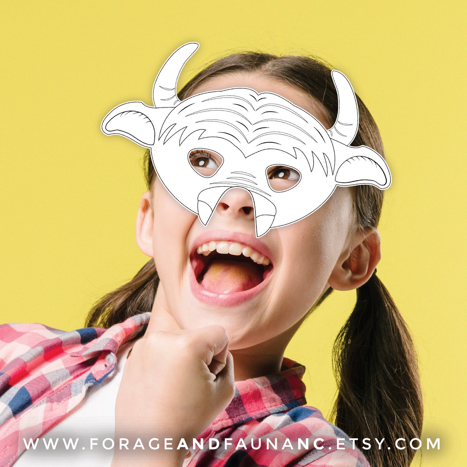 Buffalo Bison Mask Printable Coloring Book Page Animal Mask Birthday ...