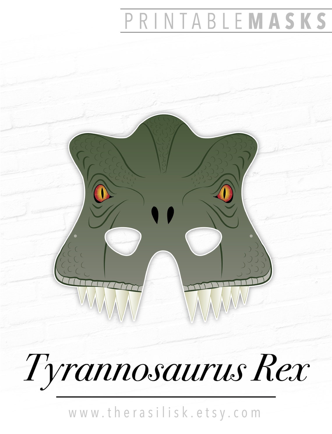 Tyrannosaurus Rex Dinosaur Printable Playtime Mask for Kids - Etsy