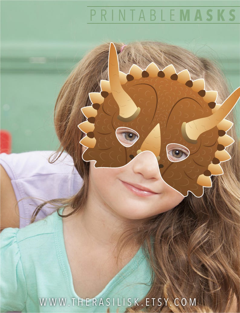 Printable Masks Halloween Dinosaur Triceratops Dino Mask Etsy
