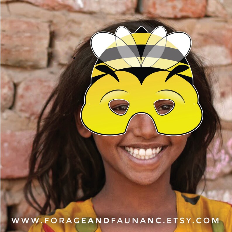 Printable Bumblebee Halloween Mask Photo Booth Prop Printable Bee Mask ...