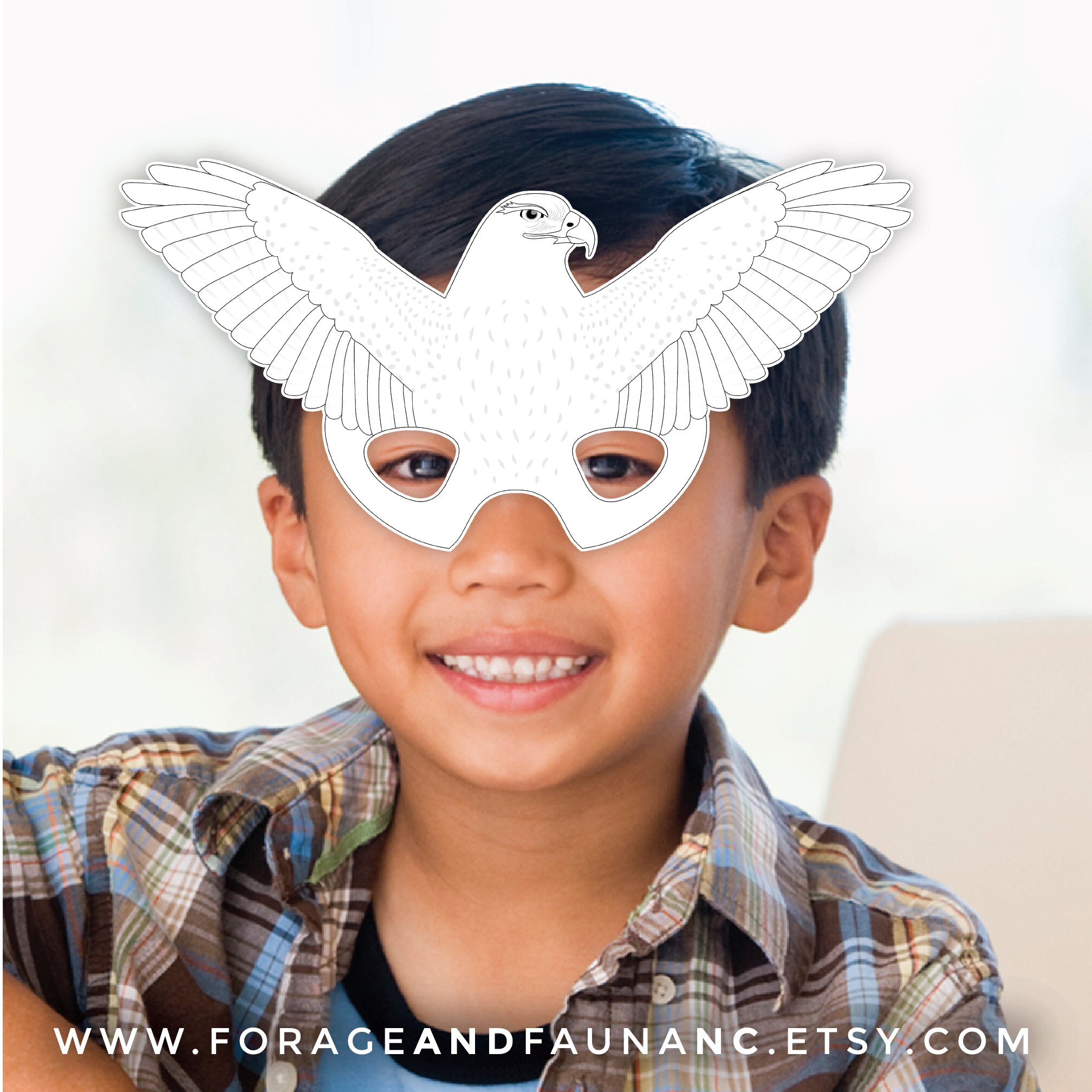 Hawk Mask Printable Coloring Activity Mask Halloween Party Mask Falcon ...