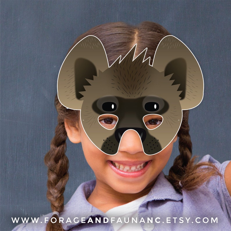 Hyena Safari Jungle Animal Printable Costume Mask Party | Etsy