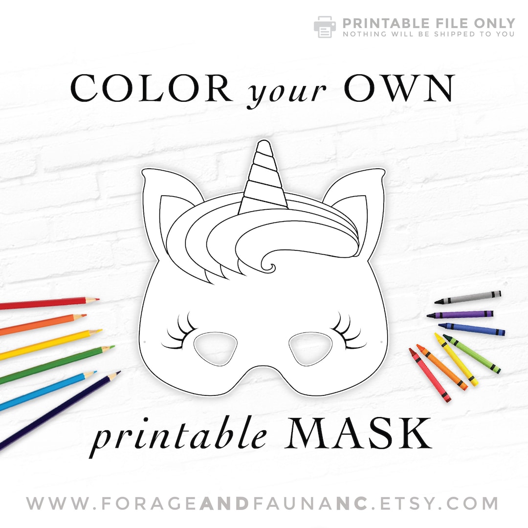 Unicorn Coloring Printable Mask Fun Activity Cosplay Mythical Animal Unicorn Coloring Printable Mask Fun Activity Cosplay Mythical Animal