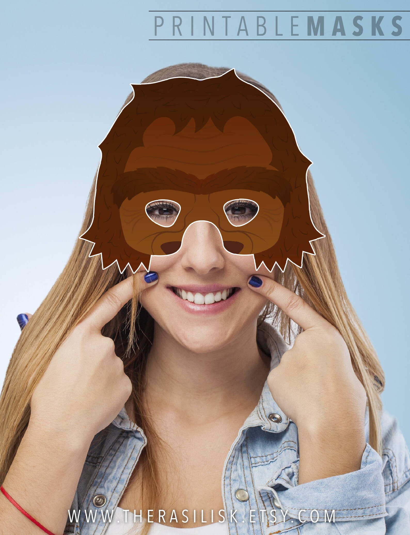 Printable Mask Halloween Mask Sasquatch Big Foot Monster | Etsy