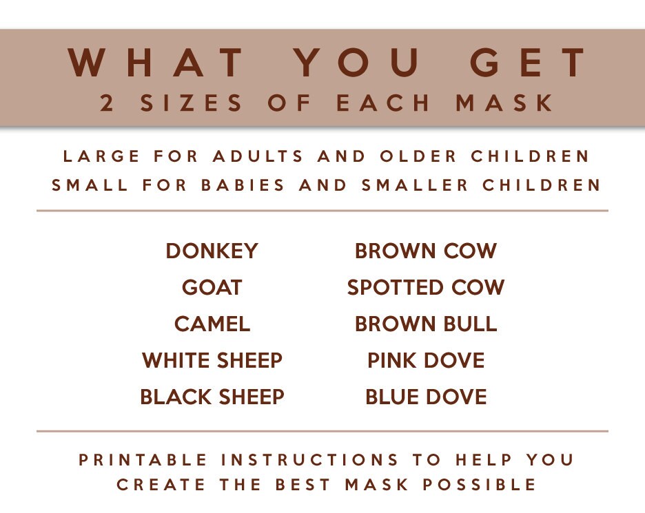 Nativity Scene Costume Set of 10 Printable Masks - Pretend Play Living ...