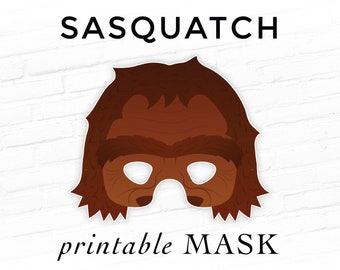Sasquatch Printable Big Foot Halloween Party Cryptid Monster Mask Photo Booth Props Printable Cosplay Mythological Folklore Birthday Squatch