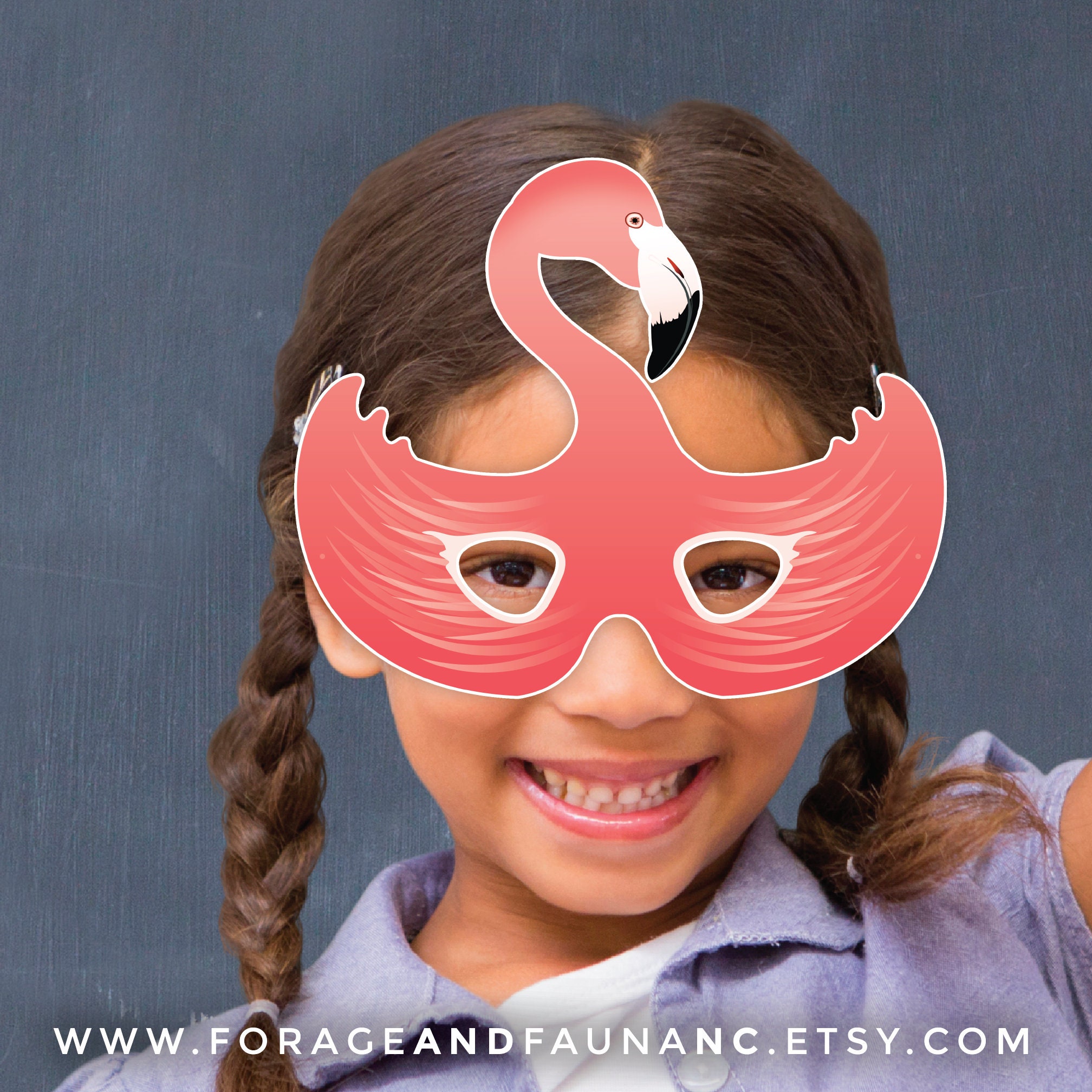 Flamingo Printable Tropical Pink Bird Mask Animal Mask - Etsy