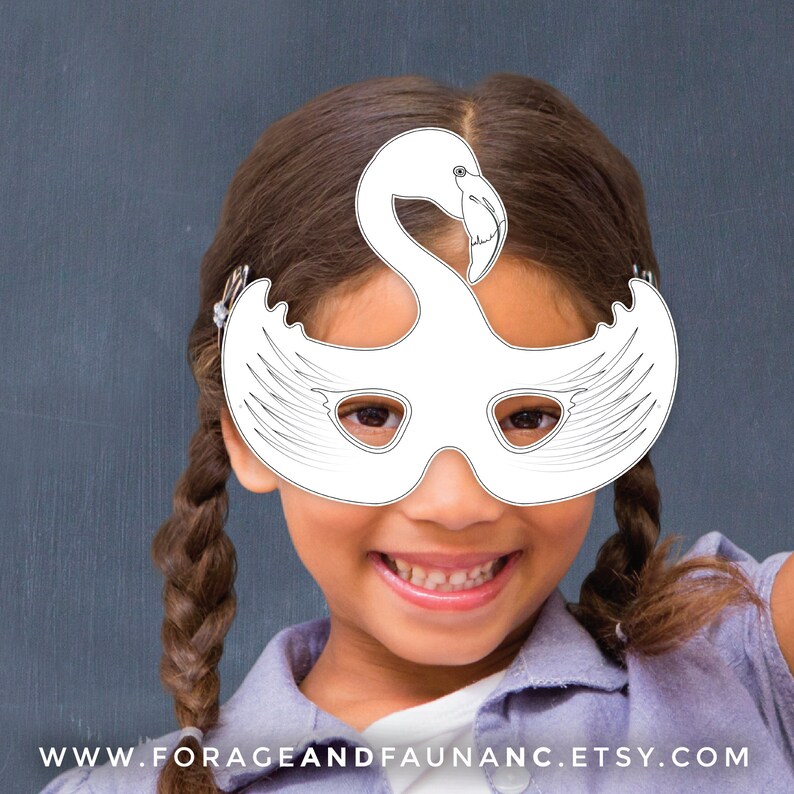 Coloring Book Flamingo Printable Tropical Bird Mask Animal Mask ...