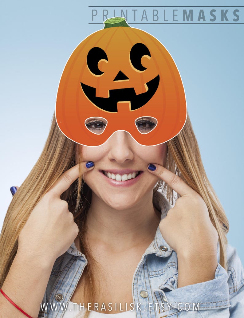 Halloween Mask JackOLantern Printable Mask Happy Pumpkin Etsy