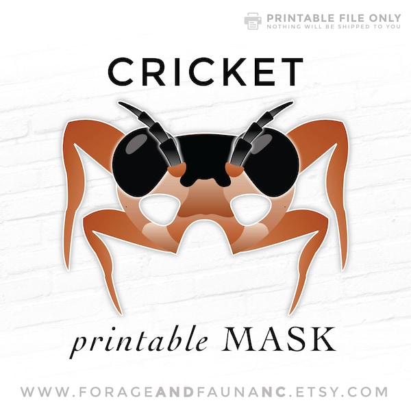 Cricket Mask, Brown Grasshopper Printable Mask, Bug Mask, Bull Cricket, Insect Mask, Printable Halloween Mask, Party Mask, Play Props