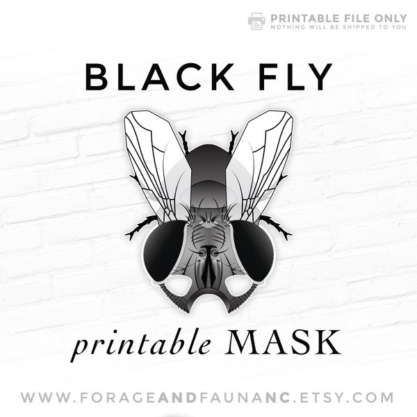 Black Fly Housefly Printable Costume Mask House Fly Horse Fly Printable Bug Mask Summer Pretend Play Party Insect Masks Pest Masquerade