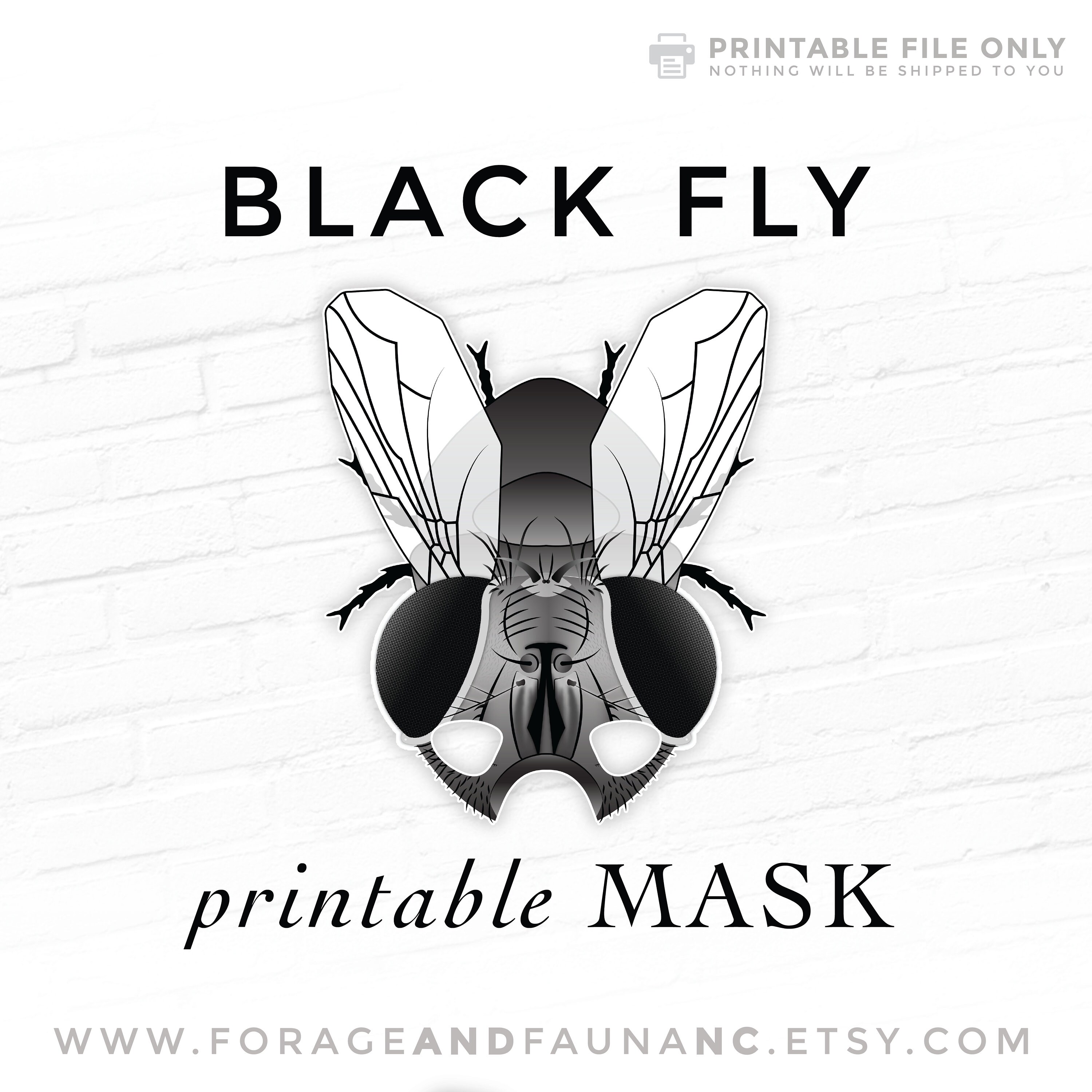 Black Fly Housefly Printable Costume Mask House Fly Horse Fly Etsy