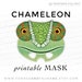 Printable Mask, Halloween Costume, Chameleon, Lizard Mask, Chameleon Mask, Chamaeleons, Green Lizard, Reptile, Photo Booth Props, Paper Mask 