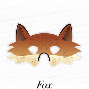 Fox Printable Mask Printable Animal Mask Red Fox Costume - Etsy