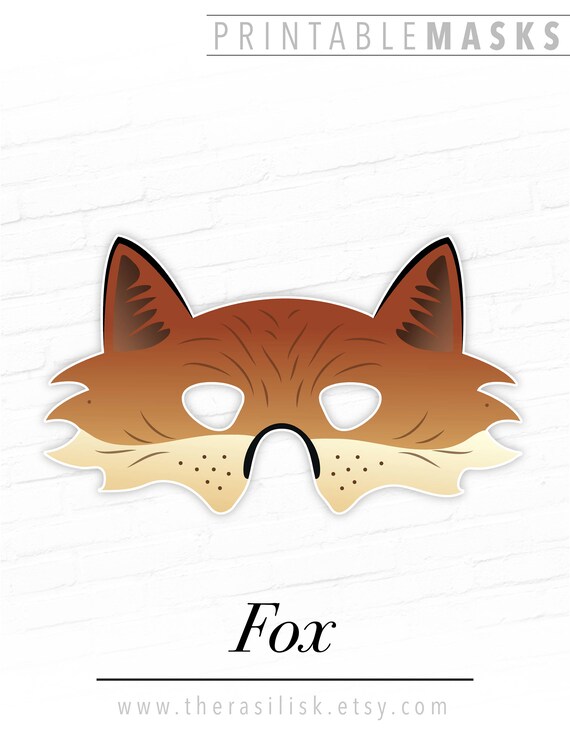 Fox Printable Mask Printable Animal Mask Red Fox Costume | Etsy