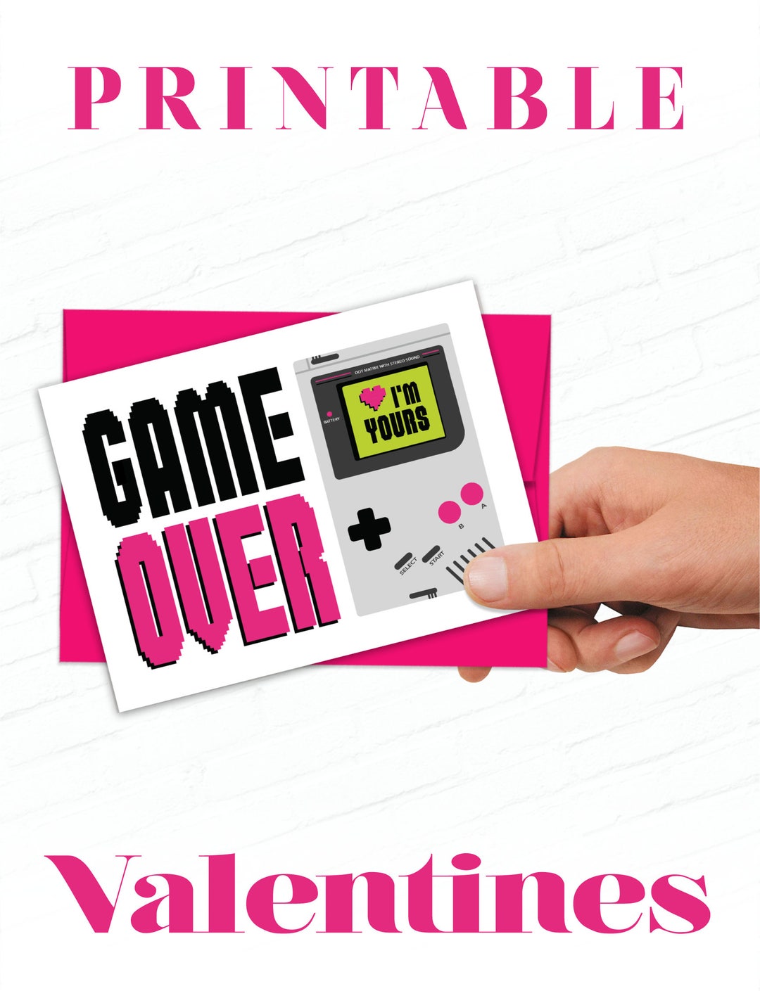 Printable Nerdy Valentine, Geeky Valentines Day Card, Game Over, Funny ...