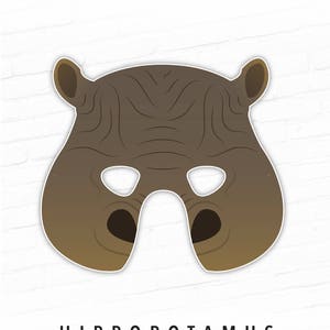 Hippopotamus Printable Mask, Halloween Mask, Instant Download Hippo Mask, Photo Booth Props, Hippo Printable Mask, DIY Costume, Animal Mask