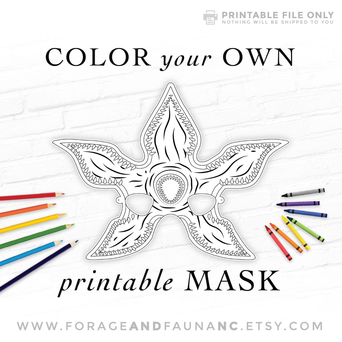 Printable Demogorgon Coloring Book Party Activity Mask Paper | Etsy