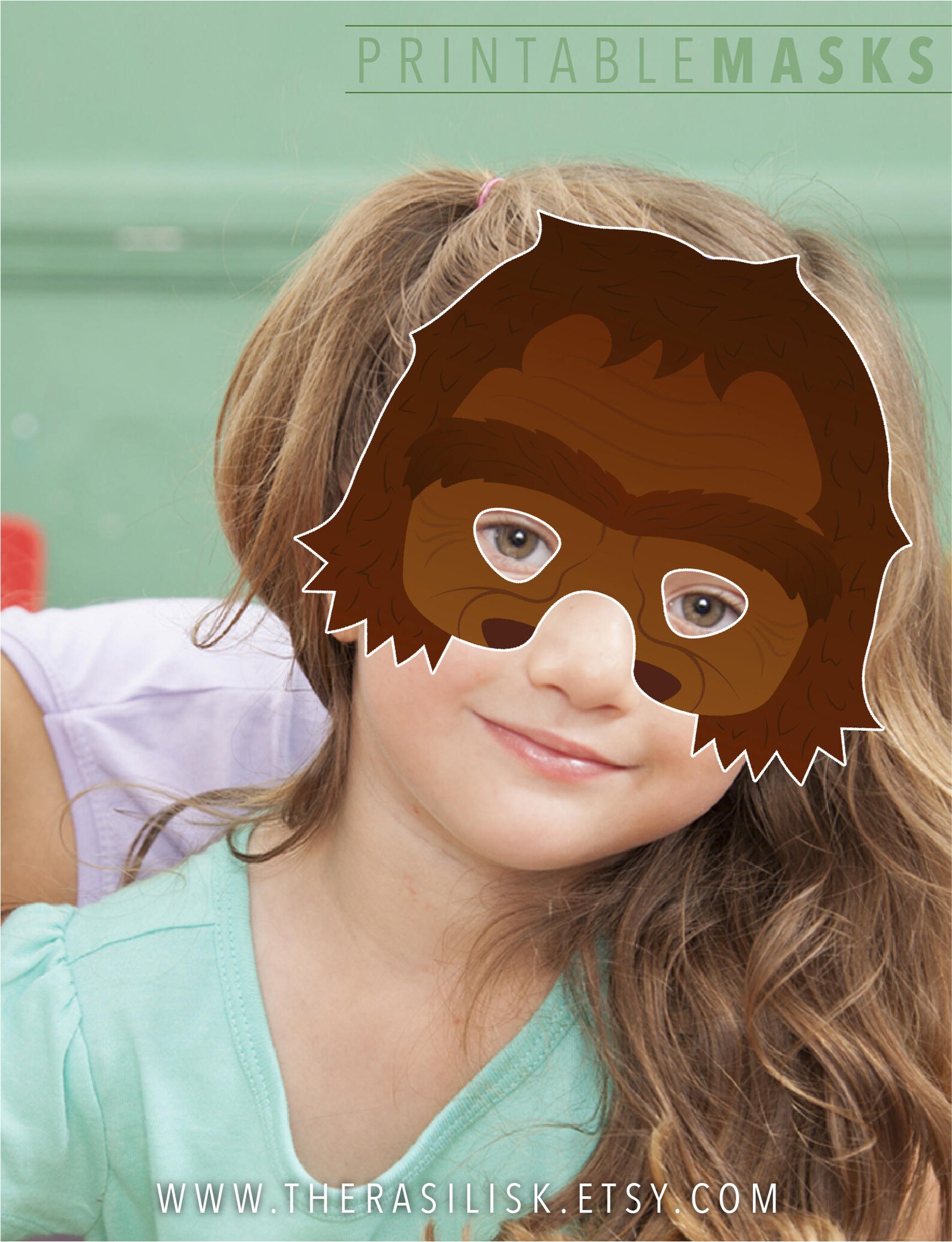 Printable Mask Halloween Mask Sasquatch Big Foot Monster | Etsy